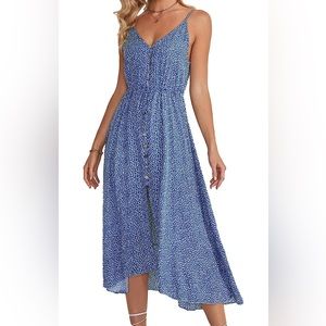 Blue floral strappy sun dress